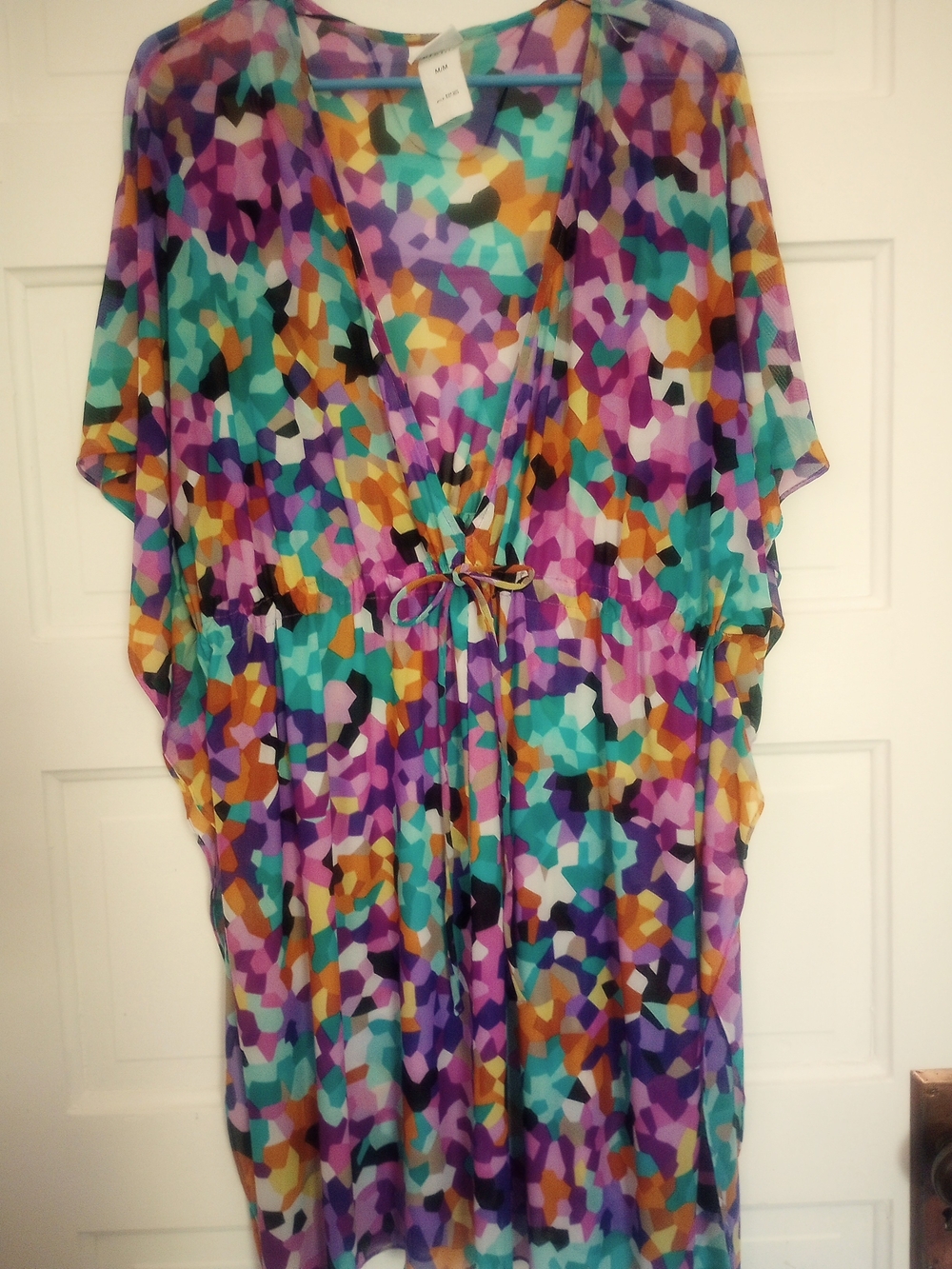 Profile Colorful Geometric Print Caftan Style Cover-Up